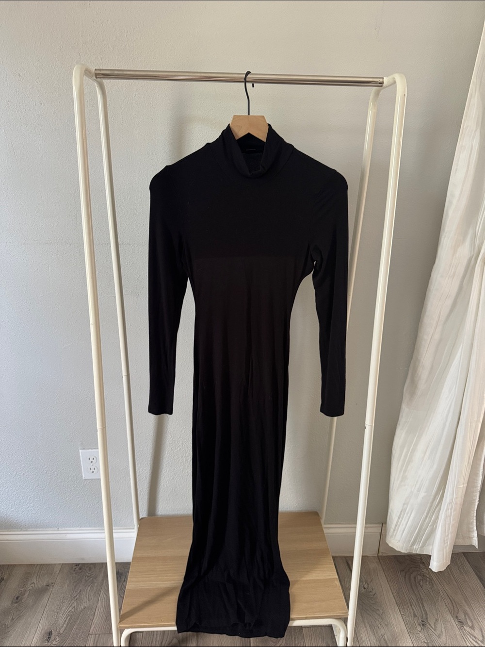 SHEIN Black Long Sleeve Turtleneck Maxi Dress